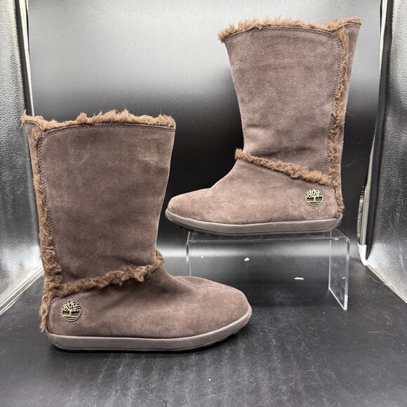 Timberland Women's Size 8W Shearling Lined Brown Suede Pull-On Boot 61642 - Picture 1 of 8